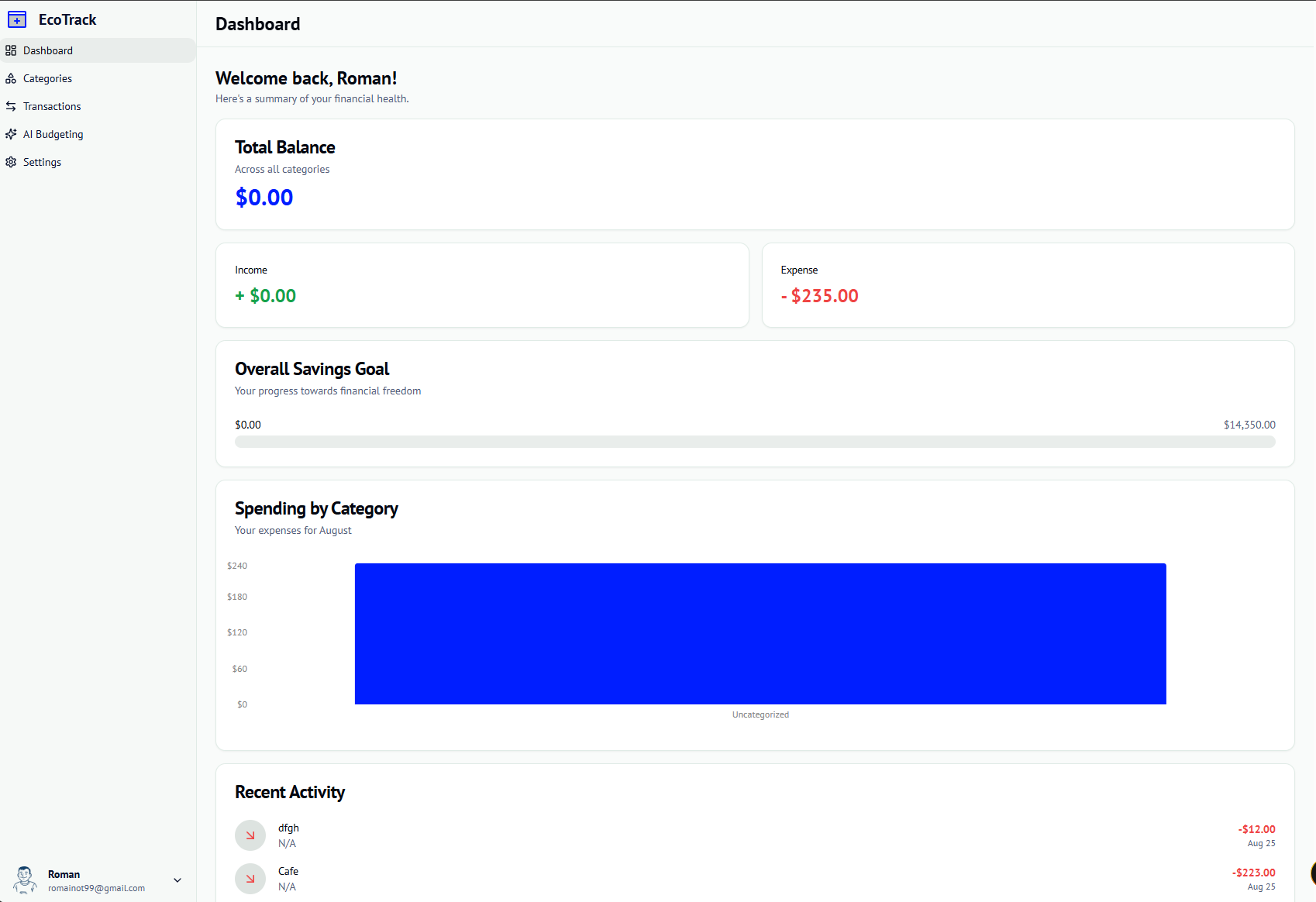 EcoTrack Finance App Preview
